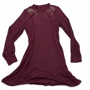 So Maroon Sequin Sweater Dress